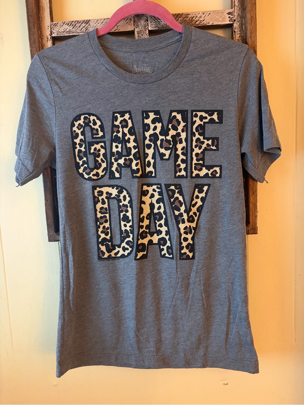 Gray GAME DAY Leopard Graphic Tee
